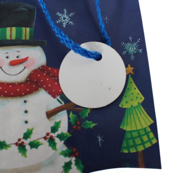 Set of 2 Used Christmas Gift Bags Santa Snowman Reusable Crafting Scrapbooking - Picture 15 of 15